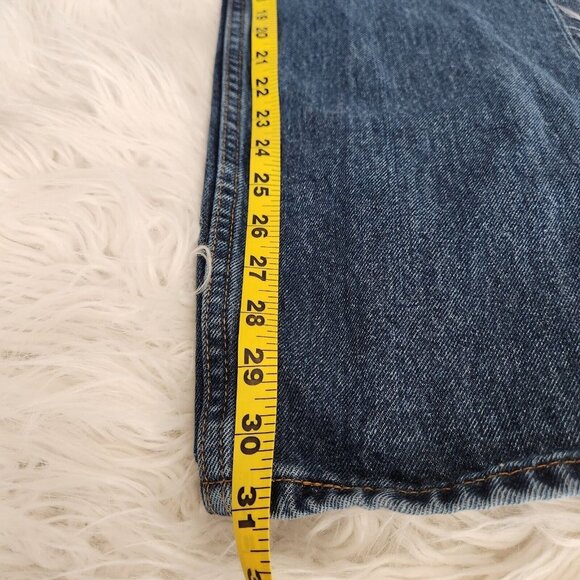 Levi's 505 Mens Jeans 42x32 Blue‎ Denim Logo Straight Leg Flat Front - Picture 9 of 13